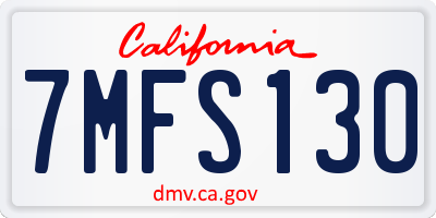 CA license plate 7MFS130