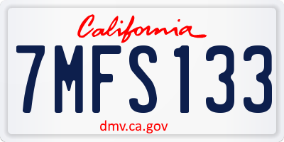 CA license plate 7MFS133