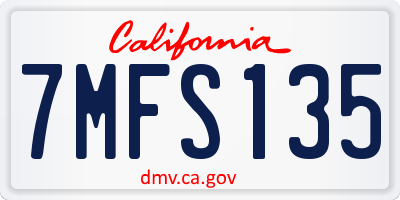 CA license plate 7MFS135