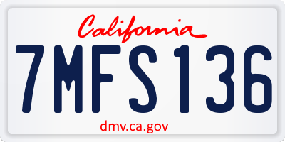 CA license plate 7MFS136