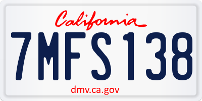 CA license plate 7MFS138