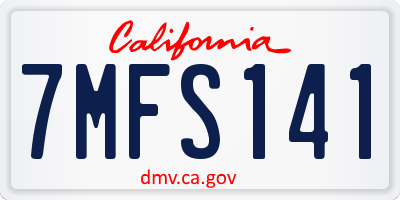 CA license plate 7MFS141
