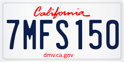 CA license plate 7MFS150
