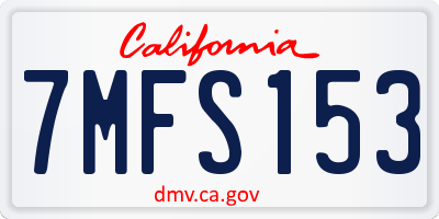 CA license plate 7MFS153