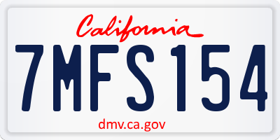 CA license plate 7MFS154