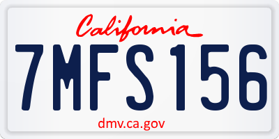 CA license plate 7MFS156