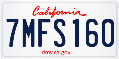 CA license plate 7MFS160