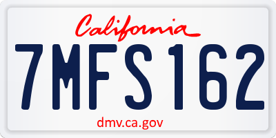 CA license plate 7MFS162