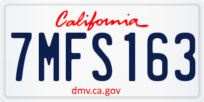 CA license plate 7MFS163