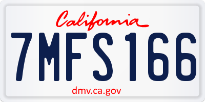 CA license plate 7MFS166