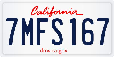 CA license plate 7MFS167