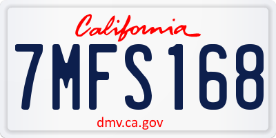 CA license plate 7MFS168