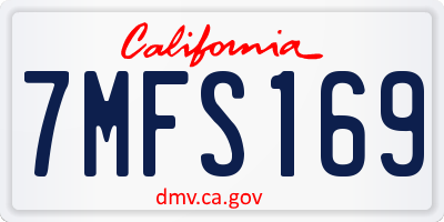 CA license plate 7MFS169