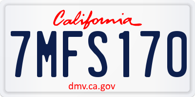 CA license plate 7MFS170