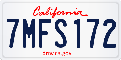 CA license plate 7MFS172
