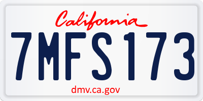 CA license plate 7MFS173