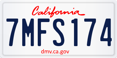 CA license plate 7MFS174