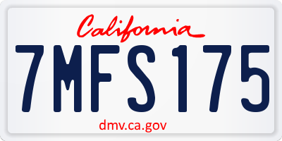 CA license plate 7MFS175