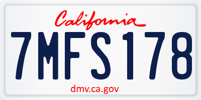 CA license plate 7MFS178