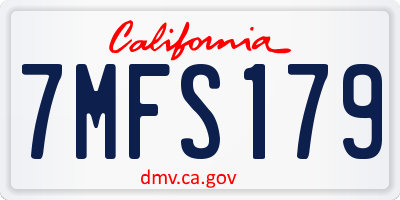 CA license plate 7MFS179