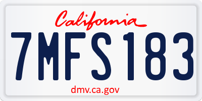 CA license plate 7MFS183