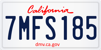 CA license plate 7MFS185
