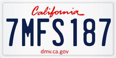 CA license plate 7MFS187