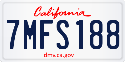 CA license plate 7MFS188