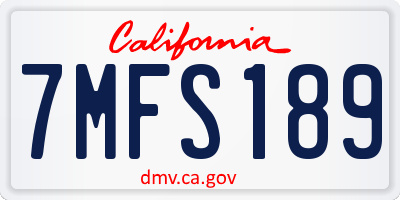 CA license plate 7MFS189