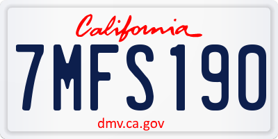CA license plate 7MFS190