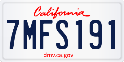 CA license plate 7MFS191