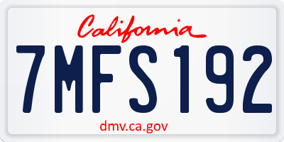 CA license plate 7MFS192