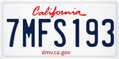 CA license plate 7MFS193