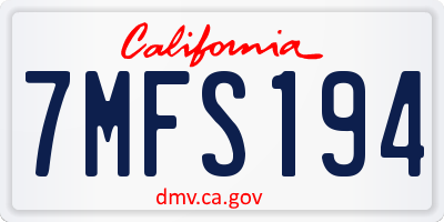 CA license plate 7MFS194