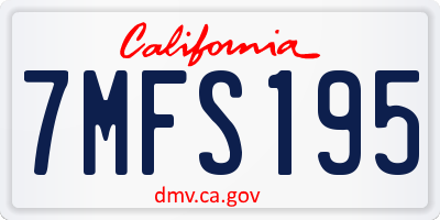 CA license plate 7MFS195