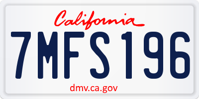CA license plate 7MFS196