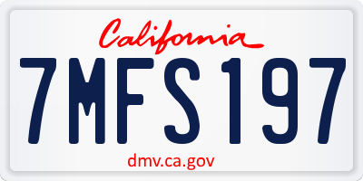 CA license plate 7MFS197