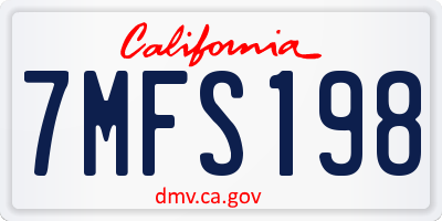 CA license plate 7MFS198