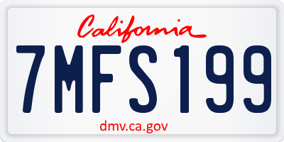 CA license plate 7MFS199