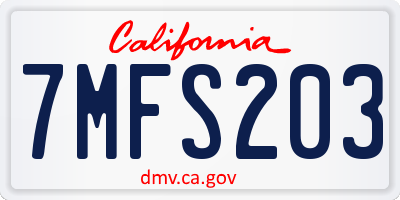 CA license plate 7MFS203