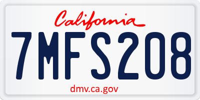 CA license plate 7MFS208