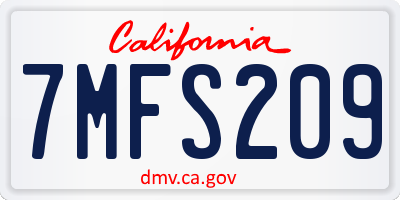 CA license plate 7MFS209