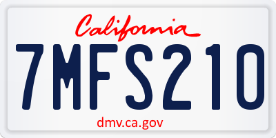 CA license plate 7MFS210