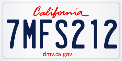 CA license plate 7MFS212