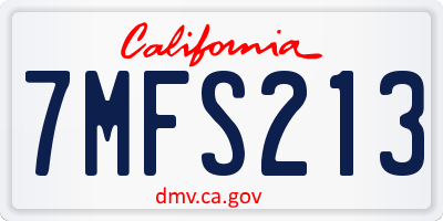 CA license plate 7MFS213