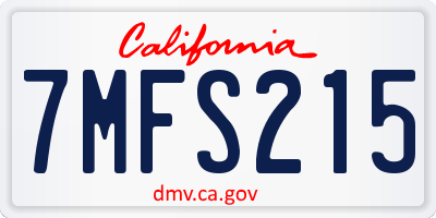 CA license plate 7MFS215