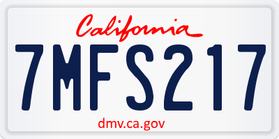 CA license plate 7MFS217