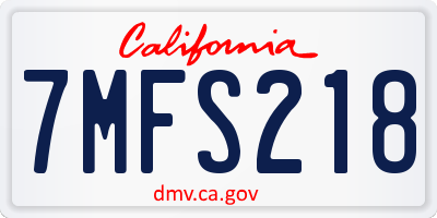 CA license plate 7MFS218