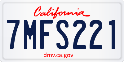 CA license plate 7MFS221