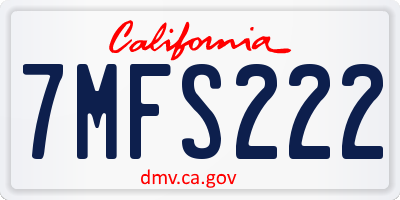 CA license plate 7MFS222